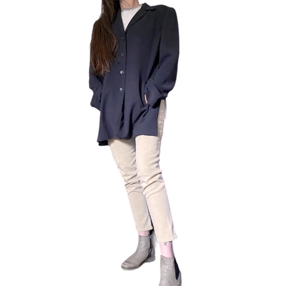 Linda allard Ellen Tracy blue 4 button blazer size 12 - Picture 3 of 13